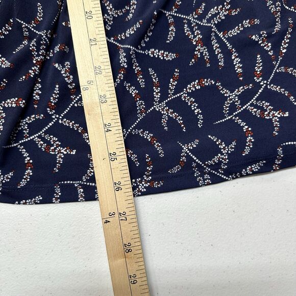 Michael Kors Peasant Blouse Small Navy Blue Floral Gold Chain Long Sleeve - Picture 9 of 9